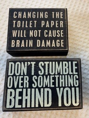 Black Humorous Wood Box Signs